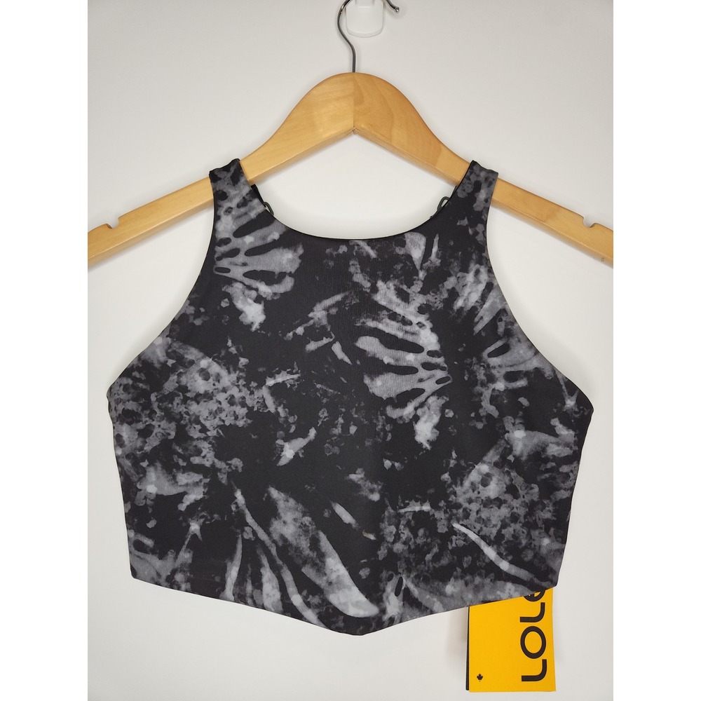 Lole Burst Up Top Midnight Garden Black Tie Dye Strappy Sports Bra Size M NWT